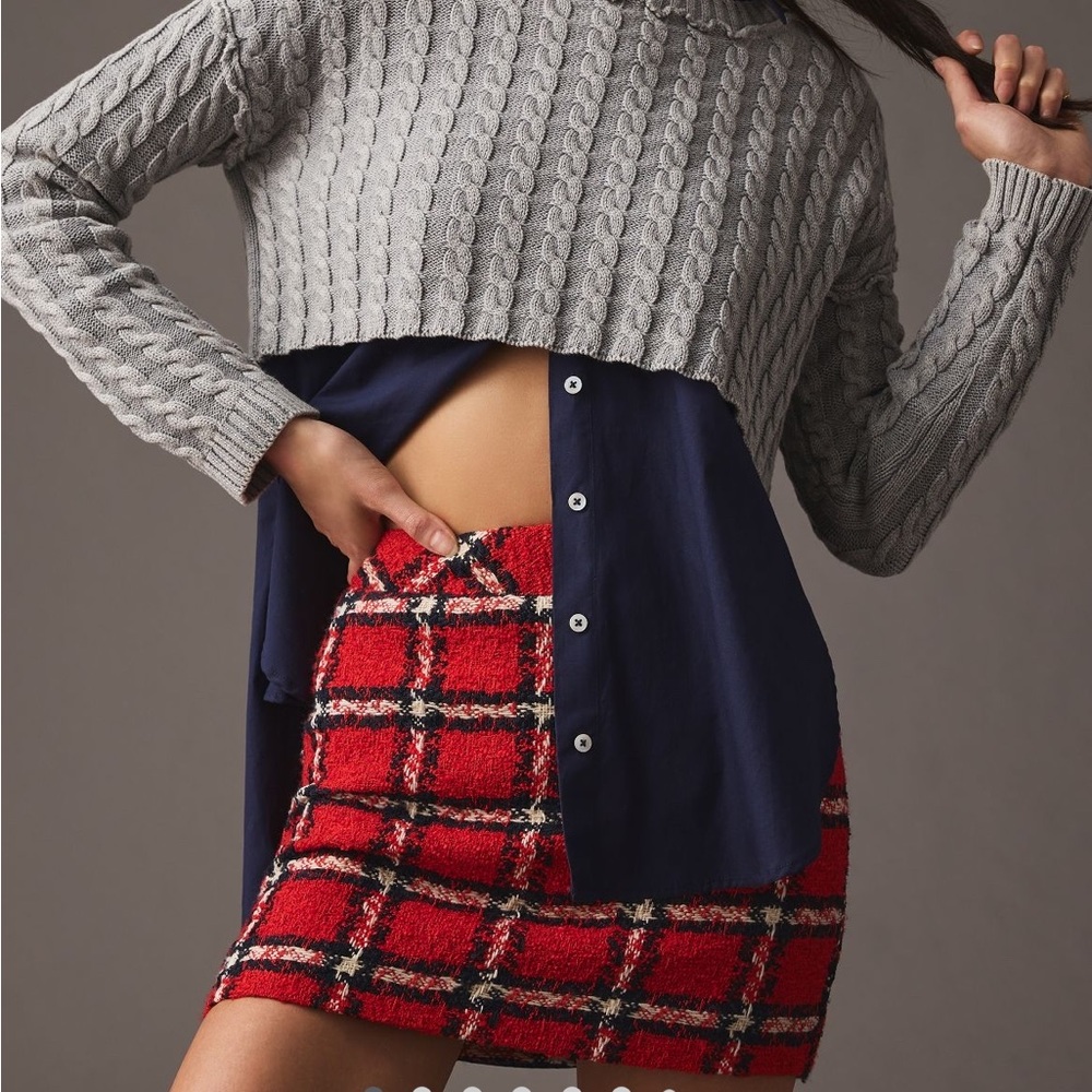Anthropologie English Factory tweed mini skirt